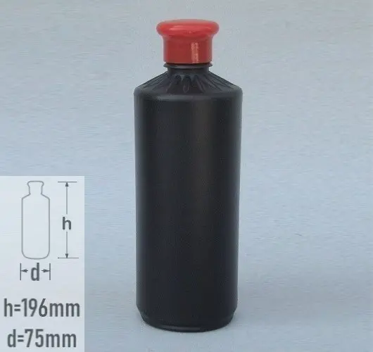 Sticla plastic 500ml culoare negru cu capac flip-top rosu